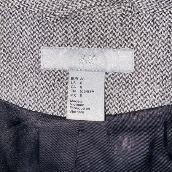 H&M patterned fitted open 3/4 sleeve blazer size 8 - Picture 4 of 6